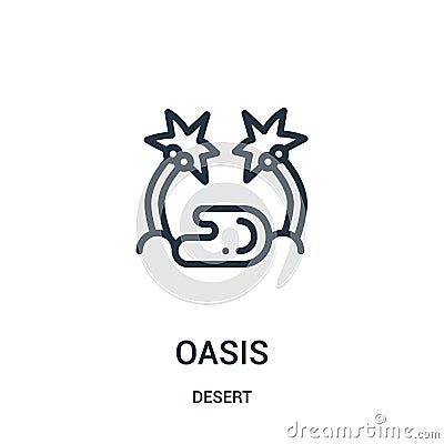 oasis icon vector from desert collection. Thin line oasis outline icon vector illustration. Linear symbol for use on web and Vector Illustration