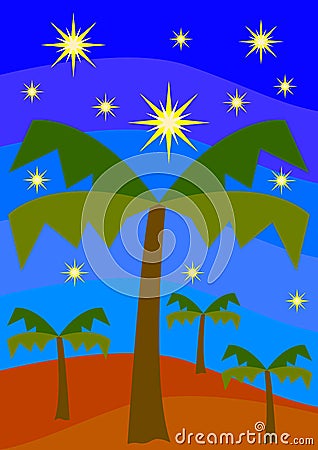 Oasis by night Vector Illustration