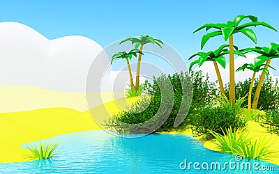 Oasis with a pond Stock Photo