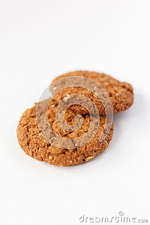 Oat cookies on white background Stock Photo