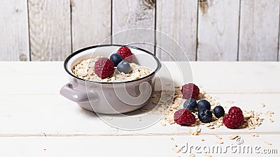 Oatmeal and berries Stock Photo