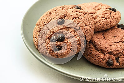 Oatmeal cookies with raisins Stock Photo