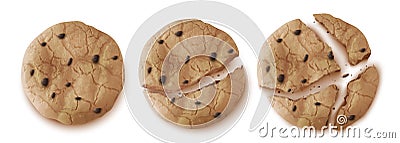 Oatmeal cookies top view, whole or cracked biscuit Stock Photo