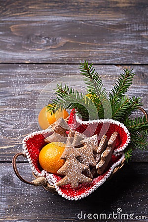 Oatmeal gingerbread cookies in the shape of Christmas tree Stock Photo