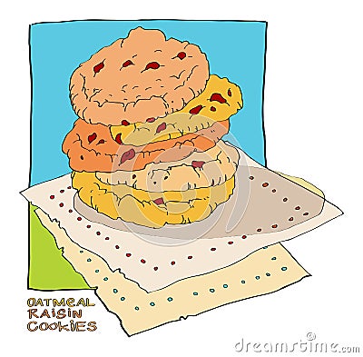 Oatmeal raisin cookies Vector Illustration