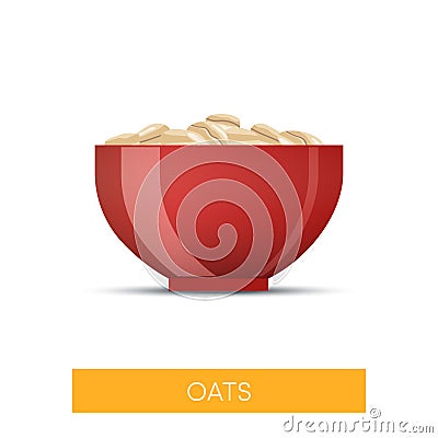 Oats in a bowl, vector Stock Photo