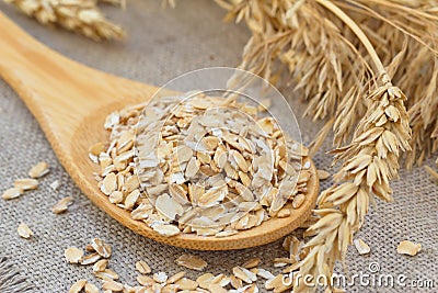 Oats with ears of cereal Stock Photo