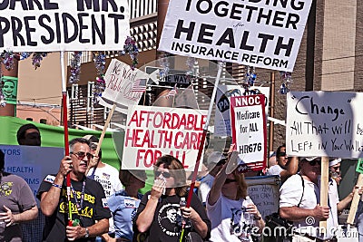 Obama Healthcare Demonstration Supporters Editorial Stock Photo