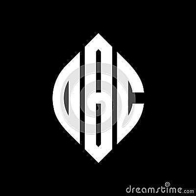 OBC circle letter logo design with circle and ellipse shape. OBC ellipse letters with typographic style. The three initials form a Vector Illustration