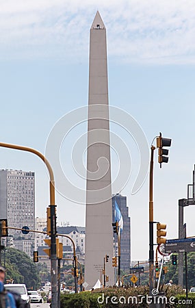 Obelisk and 9 de Julio Avenue in Buenos Aires Editorial Stock Photo