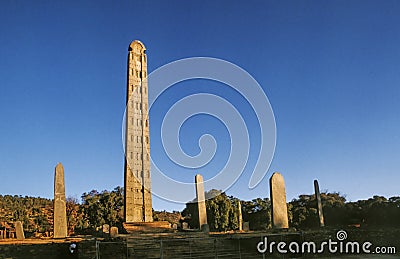 Obelisk in the Aksum Kingdom Stock Photo