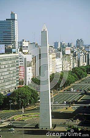 The Obelisk on Avenida 9 de Julio, Buenos Aires, Argentina Editorial Stock Photo