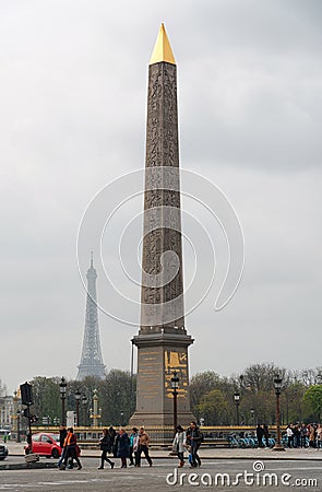 Obelisk de Luxor in Place de la Concorde, Paris, France Editorial Stock Photo