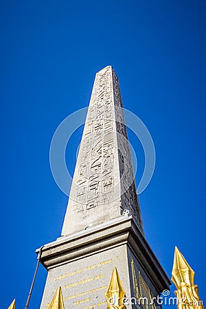 Obelisk of Luxor in Concorde square, Paris Stock Photo
