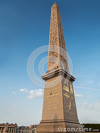 Obelisk of Luxor at the Place de la Concorde Stock Photo