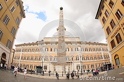 Obelisk of Montecitorio, Rome Editorial Stock Photo