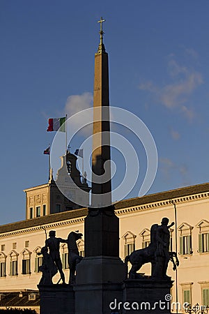 Obelisk of Montecitorio in Rome Editorial Stock Photo