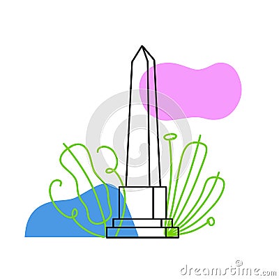 Obelisk. Outline stone monument. Historical monument Vector Illustration