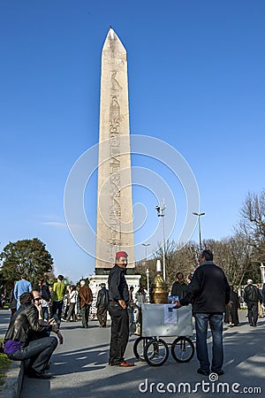 The Obelisk of Theodosius at the Hippodrome in Istanbul in Turkey. Editorial Stock Photo