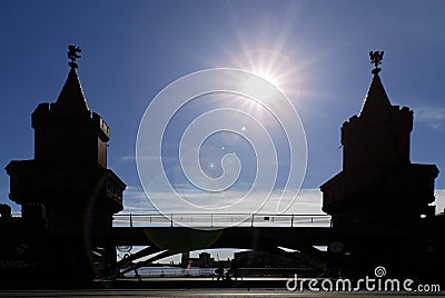 The Oberbaum Bridge between Kreuzberg an Friedrichshain in Berlin, Germany Stock Photo