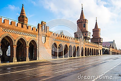 The Oberbaum Bridge landmark of Berlin city in Germany Editorial Stock Photo