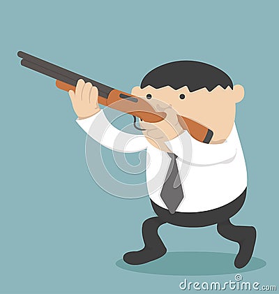 Obese Businessman holding a gun Vector Illustration