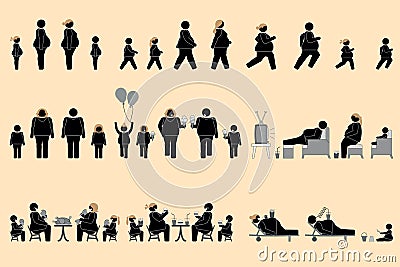 Obese people and good appetite pictogram Vector Illustration