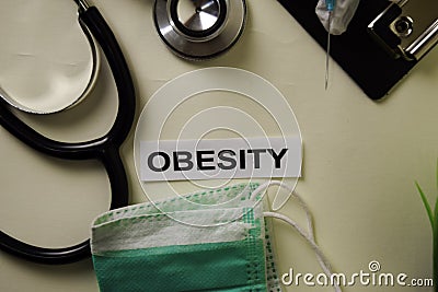 Obesity with inspiration and healthcare/medical concept on desk background Stock Photo