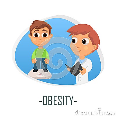 Obesity medical concept. Vector illustration. Cartoon Illustration