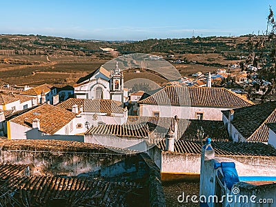 Obidos medieval walled town in Portugal Stock Photo