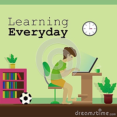 Simple Art learning everyday flat design Vector Illustration