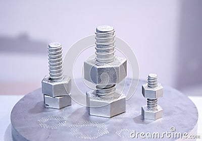 Object printed from metal powder on metal 3d printer. Stock Photo