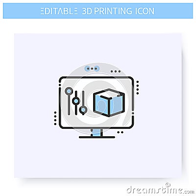Object setting line icon. Editable illustration Vector Illustration