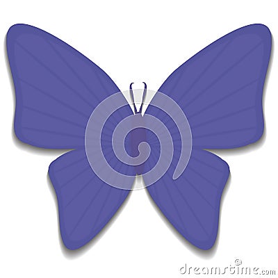 Object with shadow simple blue insect butterfly with antennae and streaks collection isolated on white background Vector Illustration