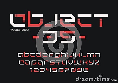 Object 35 vector futuristic industrial display typeface design, Vector Illustration