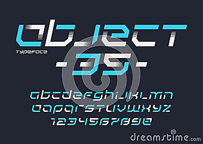 Object 35 vector futuristic industrial display typeface design, Vector Illustration