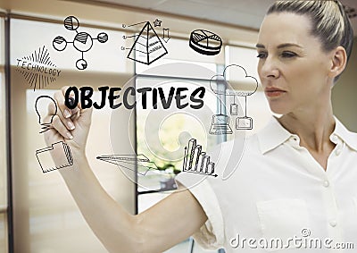 Objectives graphic draw by a business woman in her office Stock Photo