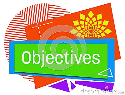 Objectives Orange Purple Blue Squares Triangles Floral Text Stock Photo