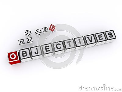 objectives word block on white Stock Photo