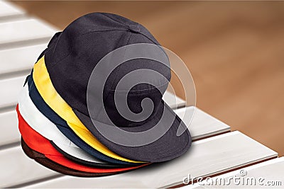 Baseball Caps objects on background Stock Photo