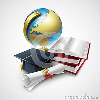 Objects for graduation ceremony. Vector Vector Illustration