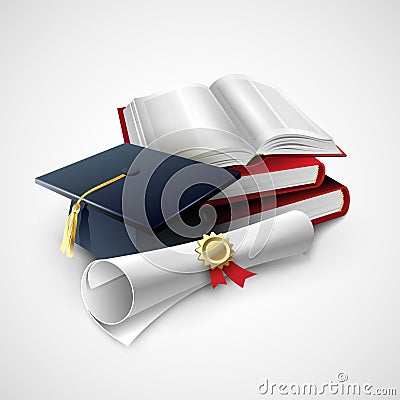 Objects for graduation ceremony. Vector Vector Illustration