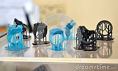 Objects photopolymer printed on a 3d printer. Stock Photo