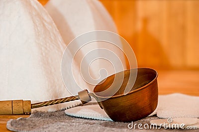 Objects in the sauna Stock Photo