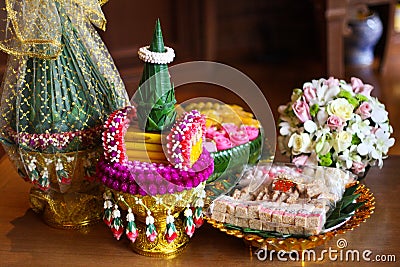 Objects for thai wedding ceremony Stock Photo