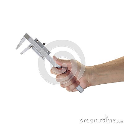 Objects tool hands action - Vernier Caliper Measuring Gauge. Iso Stock Photo