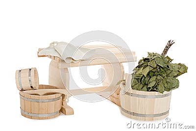 Objects traditional Russian bath Stock Photo