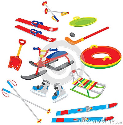 Objects for winter leisure Vector Illustration