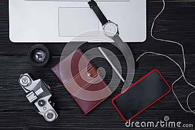 Layout items for work, travel, vacation planning Stock Photo