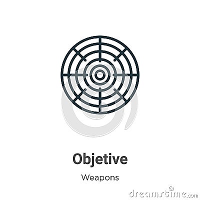 Objetive outline vector icon. Thin line black objetive icon, flat vector simple element illustration from editable weapons concept Vector Illustration